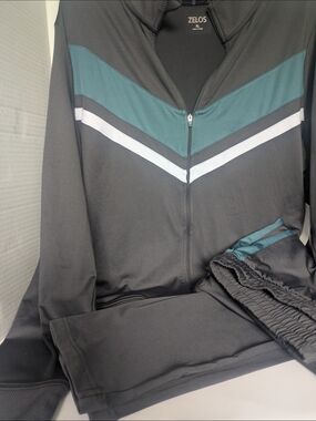 ZELOS Black & Teal Track Jacket with White Stripe